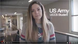 Still image from video: Picture of a female student veteran at University of Colorado Colorado Springs