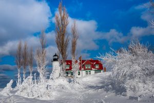 Photo of a snowy Michigan winter landscape