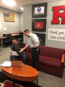 Photo of Augusto Cumpa (left) with Paul Lazaro, assistant director of the Office of Veterans Affairs at Rutgers-Newark.