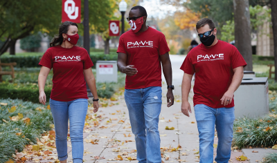 Three student veterans walking together