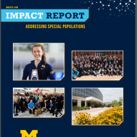 Graphic of the cover page of the Depression Center's Impact Report, featuring group photos of program participants